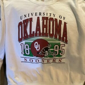 Gildan White University of Oklahoma Retro Football Helmet Crewneck Large